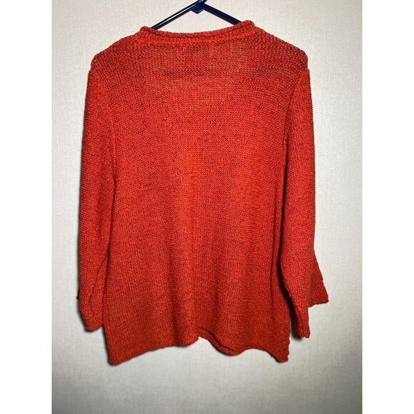 Habitat Clothes to Live In Lagon Look Burnt Orange 3/4 Sleeve Pucker Knit Sweate - Picture 3 of 5